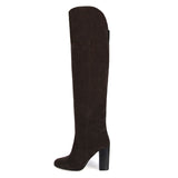 Lunaria suede, dark brown - wide calf boots, large fit boots, calf fitting boots, narrow calf boots