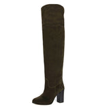 Lunaria suede, olive green - wide calf boots, large fit boots, calf fitting boots, narrow calf boots