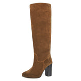 Cosmea suede, cognac - wide calf boots, large fit boots, calf fitting boots, narrow calf boots