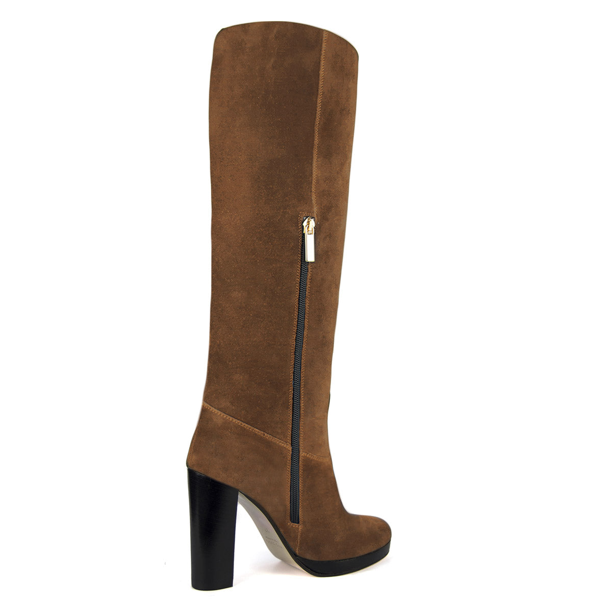 Ribes suede, cognac - wide calf boots, large fit boots, calf fitting boots, narrow calf boots