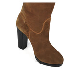 Ribes suede, cognac - wide calf boots, large fit boots, calf fitting boots, narrow calf boots