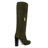 Ribes suede, olive green - wide calf boots, large fit boots, calf fitting boots, narrow calf boots