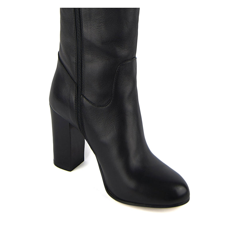 Lunaria, black - wide calf boots, large fit boots, calf fitting boots, narrow calf boots