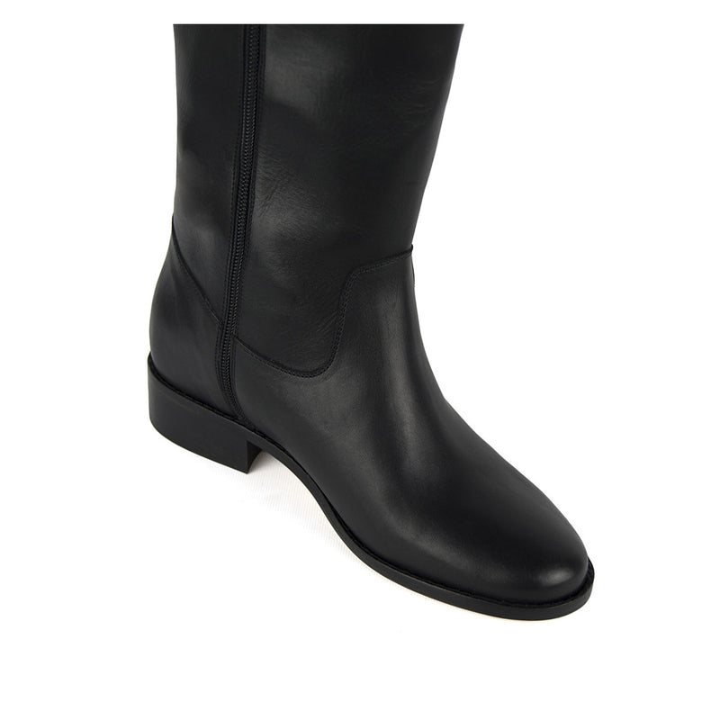 Dalia, black - wide calf boots, large fit boots, calf fitting boots, narrow calf boots