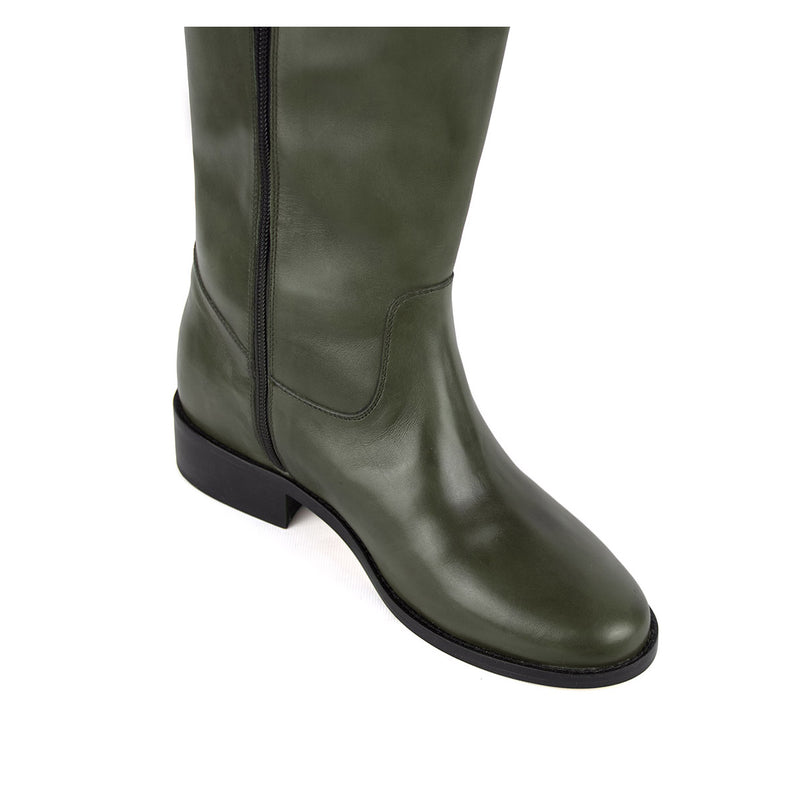 Dalia, olive green - wide calf boots, large fit boots, calf fitting boots, narrow calf boots