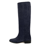 Dalia suede, night blue - wide calf boots, large fit boots, calf fitting boots, narrow calf boots