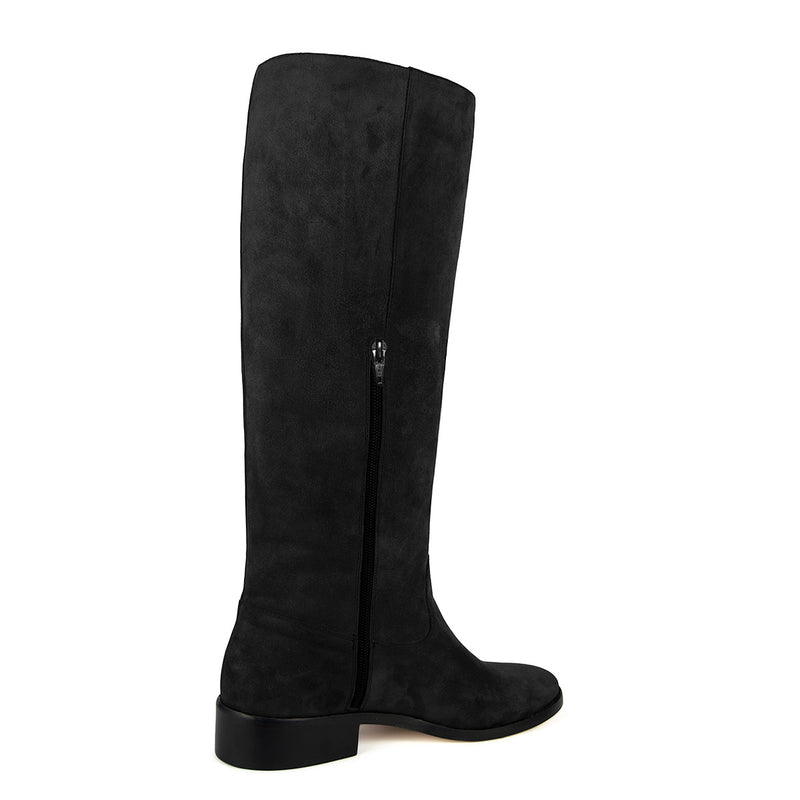 Achillea suede, black - wide calf boots, large fit boots, calf fitting boots, narrow calf boots