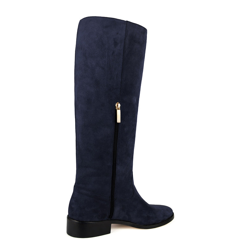 Achillea suede, night blue - wide calf boots, large fit boots, calf fitting boots, narrow calf boots
