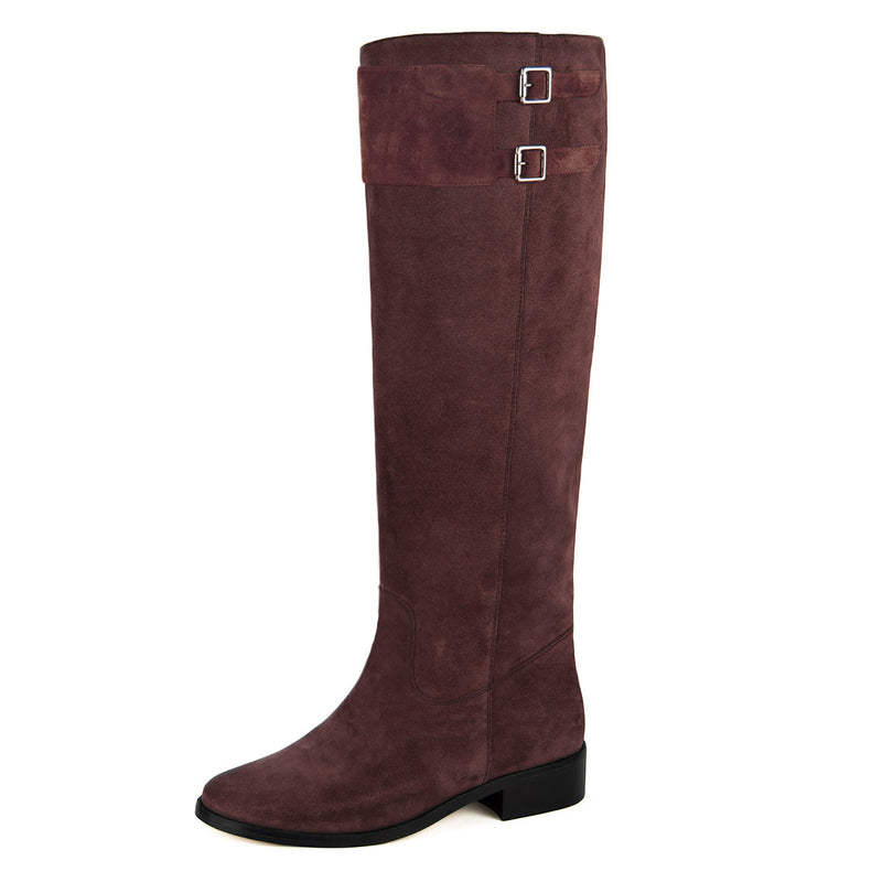 Spirea suede, burgundy - wide calf boots, large fit boots, calf fitting boots, narrow calf boots