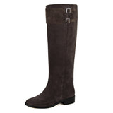 Spirea suede, dark brown - wide calf boots, large fit boots, calf fitting boots, narrow calf boots