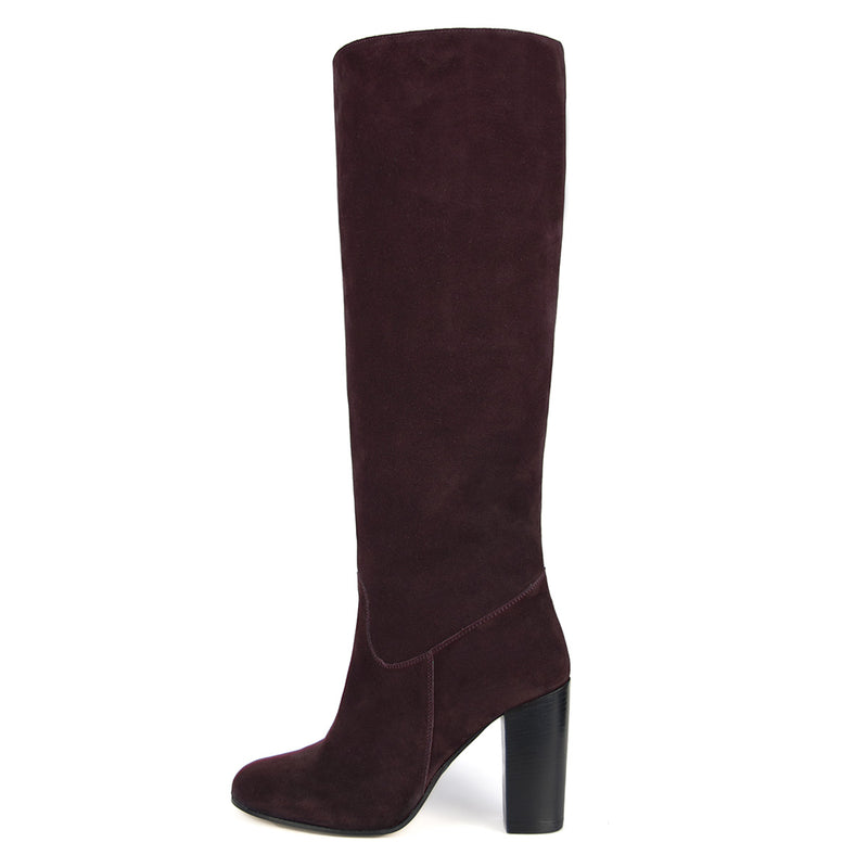 Cosmea suede, burgundy - wide calf boots, large fit boots, calf fitting boots, narrow calf boots