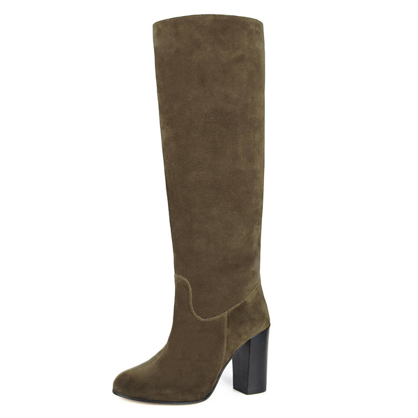 Cosmea suede, sand - wide calf boots, large fit boots, calf fitting boots, narrow calf boots