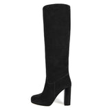 Ribes suede, black - wide calf boots, large fit boots, calf fitting boots, narrow calf boots