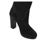 Ribes suede, black - wide calf boots, large fit boots, calf fitting boots, narrow calf boots