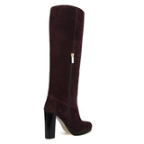 Ribes suede, burgundy - wide calf boots, large fit boots, calf fitting boots, narrow calf boots