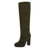 Ribes suede, olive green - wide calf boots, large fit boots, calf fitting boots, narrow calf boots