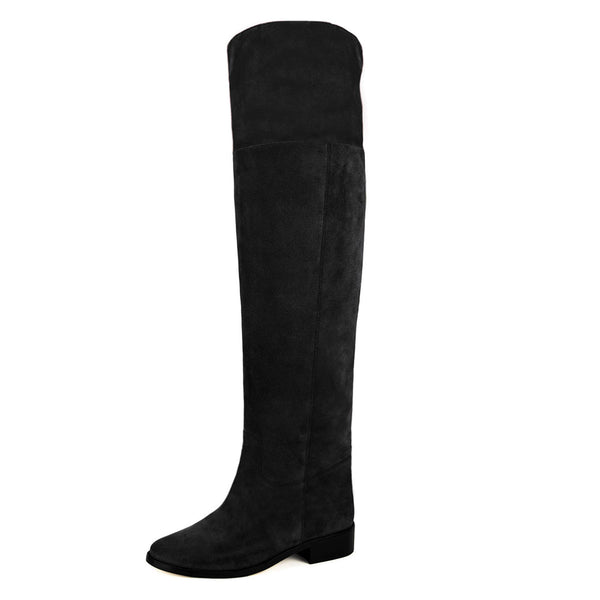 Mora suede, black - wide calf boots, large fit boots, calf fitting boots, narrow calf boots